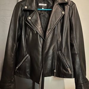Calvin Klein Women’s XS Black Leather Zip Moto Jacket